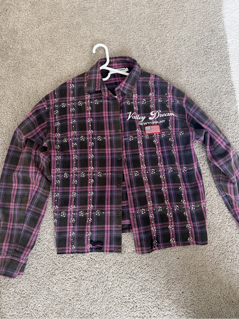 Valley Dream Plaid Button-Up Shirt in Black & Purple